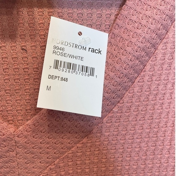 CENY Rose White Colorblock Waffle Knit Pullover V-Neck Sweater Medium NWT - Picture 4 of 6